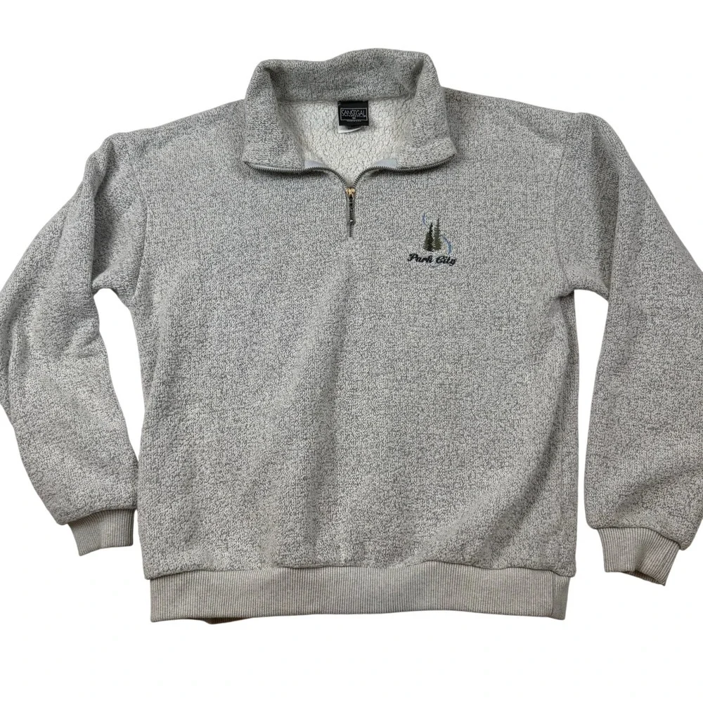 Sansegal Sportswear Park City 1/4 Zip Fleece Pullover Medium Gray Vintage USA